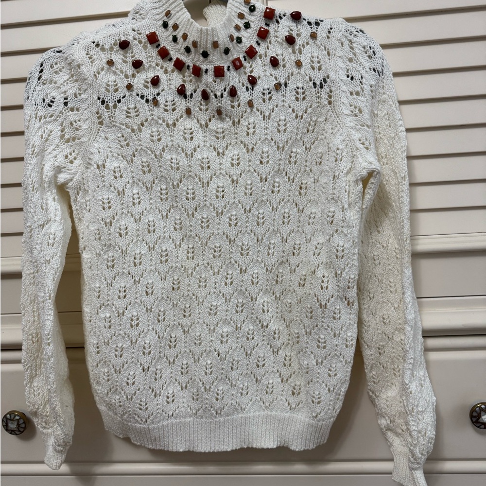 Sézane cream beaded sweater.